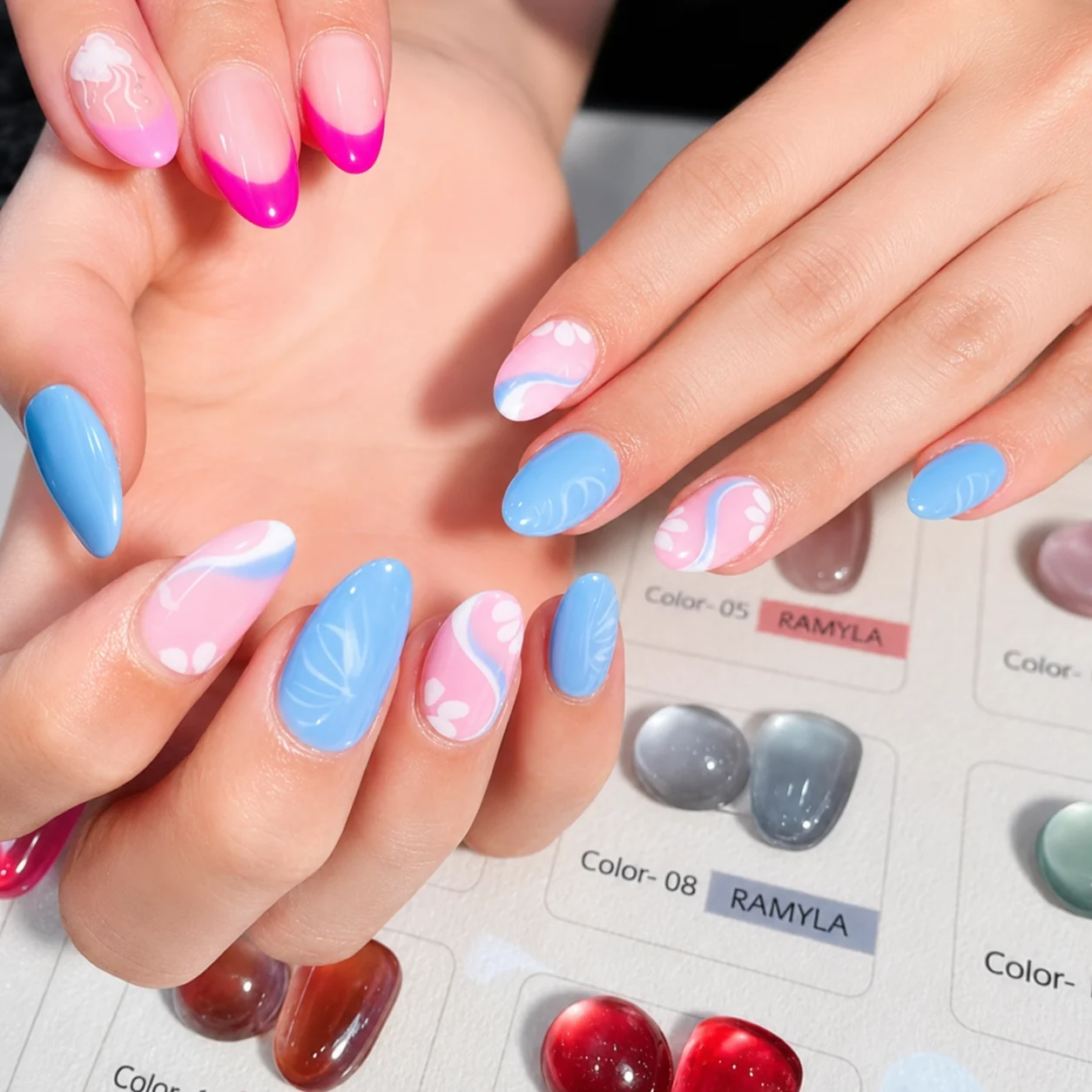 Blue & pink marble swirl — colour bar